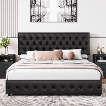 Leather bed frame store with storage